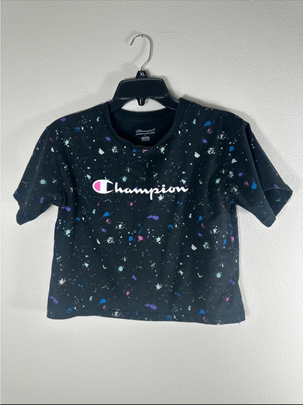 Champion Black Splatter Logo Tee